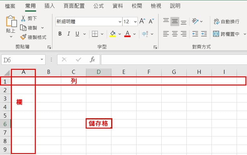 資料表結構_列_欄_儲存格